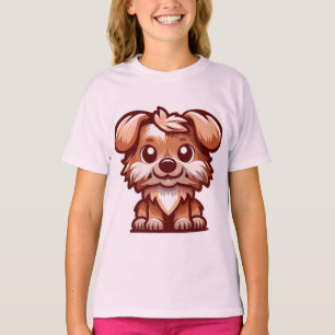 Cute Puppy Cartoon Girls’ T-Shirt