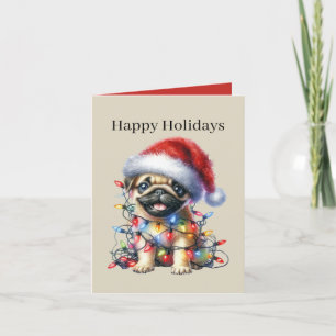 Cute puppy Christmas customizable Happy Holiday Card