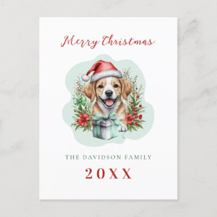 Cute Puppy Christmas  Holiday Postcard