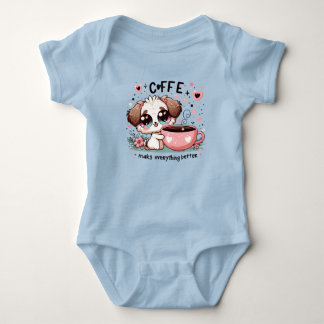 Cute Puppy Coffee Lover Baby Bodysuit - Coffee Mak