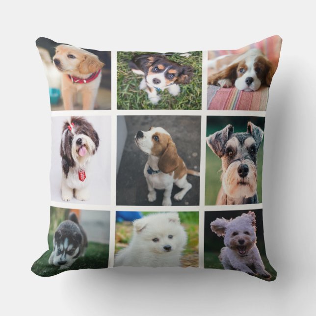 Cute Puppy Collage Throw Pillow (Front)