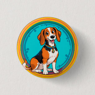 Cute Puppy colourful cartoon style design 1 Inch Round Button