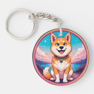 Cute Puppy colourful cartoon style design Keychain