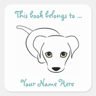 Cute Puppy Customizable Bookplate Stickers