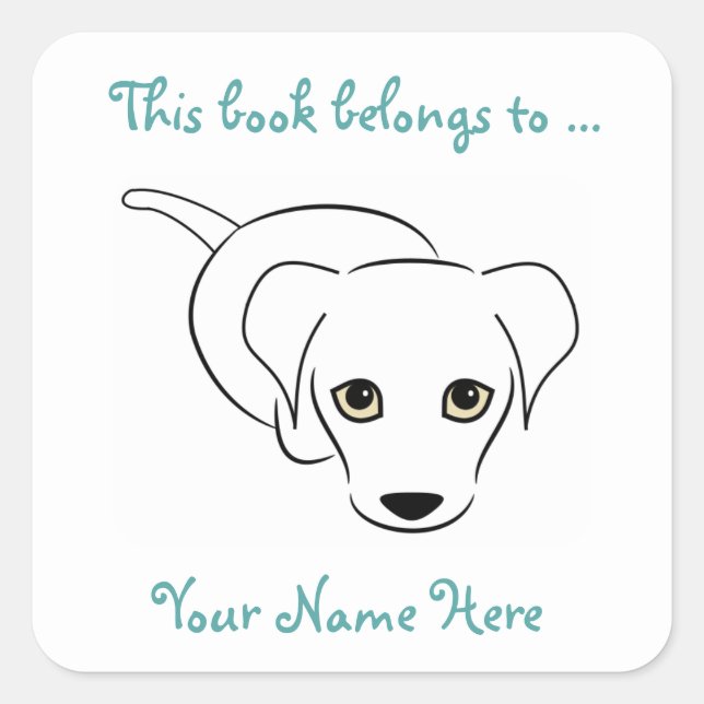 Cute Puppy Customizable Bookplate Stickers (Front)