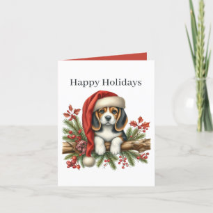 Cute puppy customizable Christmas Happy Holiday Card