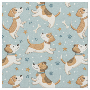 Cute Puppy Design for Kids - Cartoon Dogs Pattern Fabric