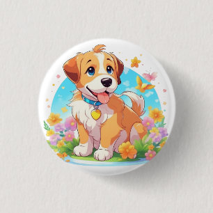 Cute Puppy Dog 1 Inch Round Button