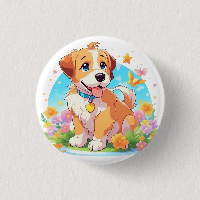 Cute Puppy Dog  1 Inch Round Button (Front)