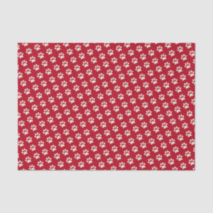 Cute Puppy Dog Animal Red White Paw Print Pattern Tissue Paper