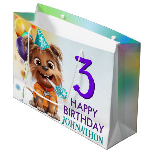 Cute Puppy Dog Birthday Party Large Gift Bag