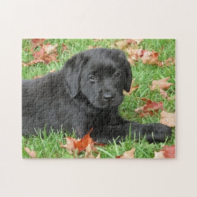 Cute Puppy Dog Black Labrador Retriever Jigsaw Puzzle (Horizontal)