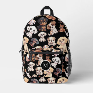 Cute Puppy Dog Black Printed Backpack