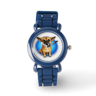 Cute Puppy Dog Blue Wristwatch for Kids