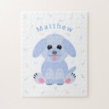 Cute Puppy Dog Cartoon Blue Personalized