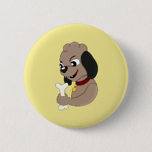 Cute puppy dog cartoon button