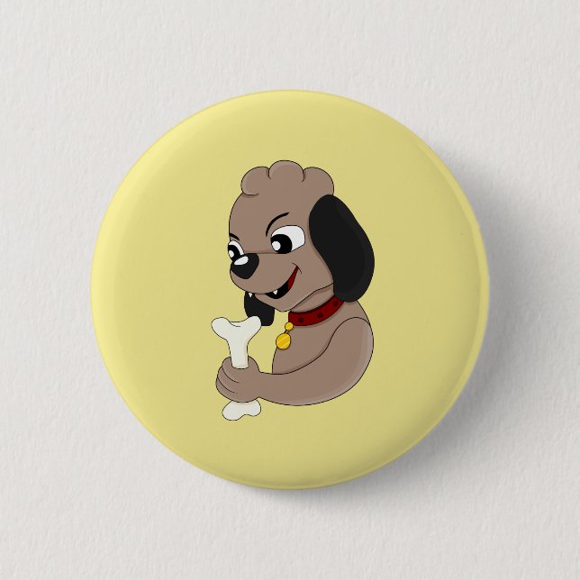 Cute puppy dog cartoon button (Front)