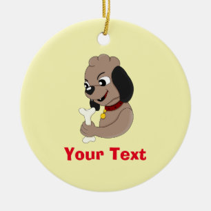 Cute puppy dog cartoon ceramic ornament