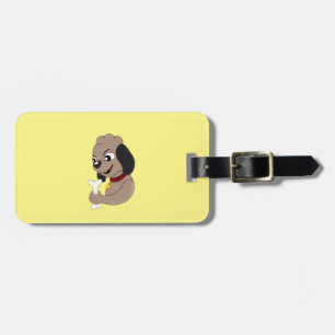 Cute puppy dog cartoon luggage tag