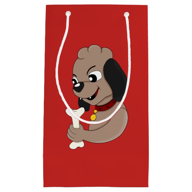 Cute puppy dog cartoon small gift bag (Front)