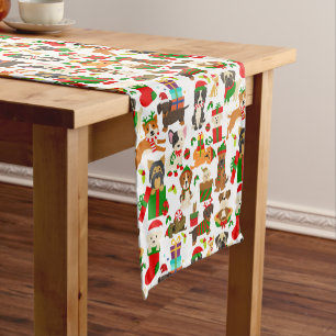 Cute Puppy Dog Christmas Short Table Runner