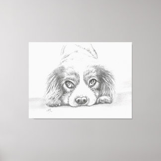 Cute Puppy Dog Drawing Sketch Canvas Print