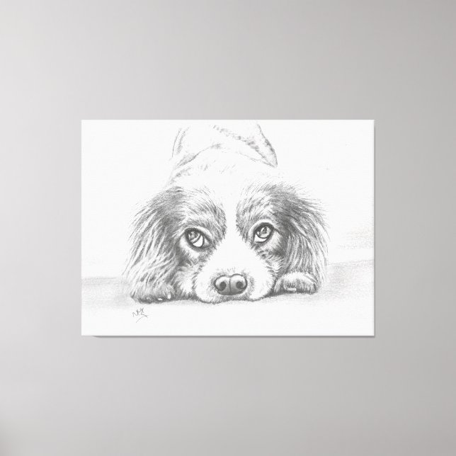 Cute Puppy Dog Drawing Sketch Canvas Print (Front)