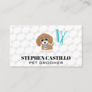 Cute Puppy Dog Grooming Tools Business Card