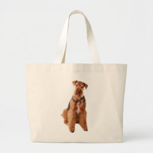 Cute Puppy Dog Love Funny Airedale Terrier Large Tote Bag