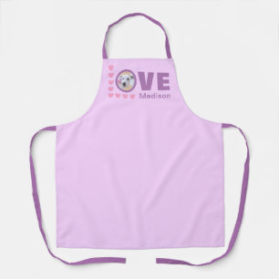 Cute Puppy Dog Love Hearts Valentines Day Lavender Apron