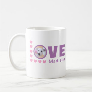 Cute Puppy Dog Love Hearts Valentines Day Lavender Coffee Mug
