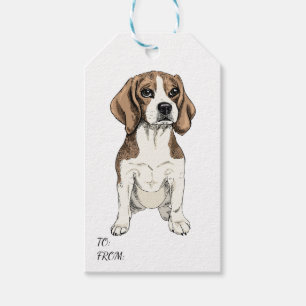 Cute Puppy Dog Love Watercolor Beagle Gift Tags