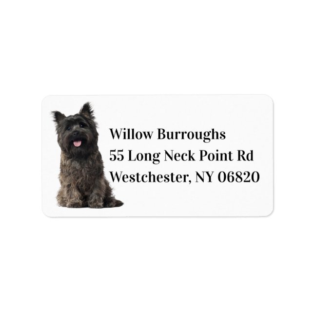 Cute Puppy Dog Lover Black Cairn Terrier Label (Front)