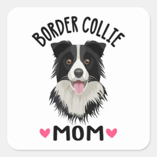 Cute Puppy Dog Lover Black White Border Collie   C Square Sticker