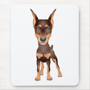 Cute Puppy Dog Lover Cartoon Doberman Pincher Mouse Pad
