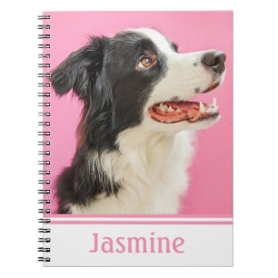 Cute Puppy Dog Lover Pink Border Collie Notebook