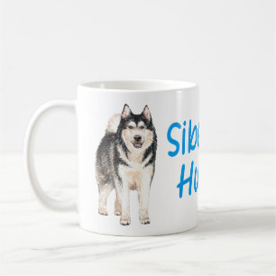 Cute Puppy Dog Lover Watercolor Siberian Husky Coffee Mug
