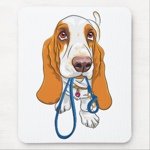 Cute Puppy Dog Lovers Gift Cartoon Basset Hound Mouse Pad
