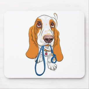 Cute Puppy Dog Lovers Gift Cartoon Basset Hound Mouse Pad