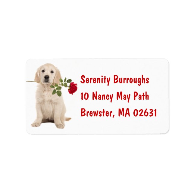 Cute Puppy Dog Lovers Golden Retriever Label (Front)