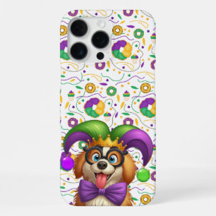 Cute puppy dog Mardi Gras in jester hat iPhone 16 Pro Max Case