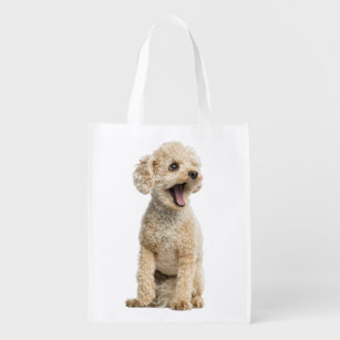 Cute Puppy Dog Mom Gift Funny Apricot Poodle  Reusable Grocery Bag