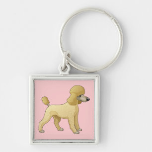Cute Puppy Dog Mom Gift Pink Apricot Poodle Keychain