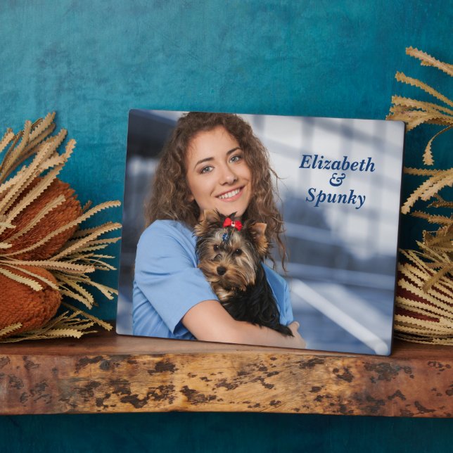 Cute Puppy Dog Mom Photo Easel Personalize Plaque (Side)