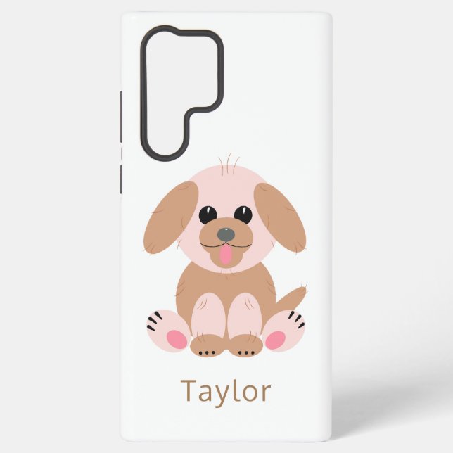 Cute Puppy Dog Pastel Personalized Cartoon Samsung Galaxy S22 Ultra Case (Back)