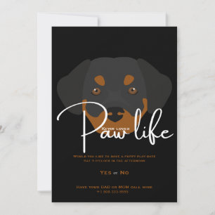 Cute puppy dog paw life party invitation