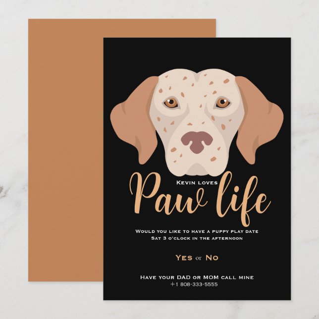 Cute puppy dog paw life party  invitation (Front/Back)