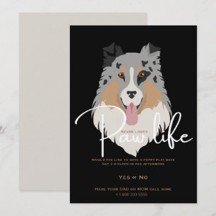 Cute puppy dog paw life party  invitation