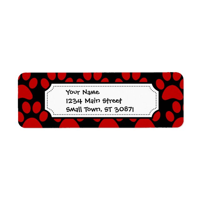Cute Puppy Dog Paw Prints Red Black (Front)