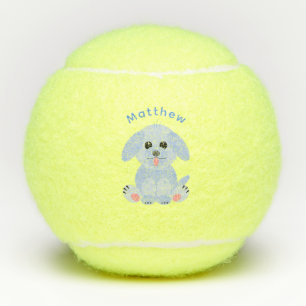 Cute Puppy Dog Personalized Cartoon Blue Pastel Tennis Balls